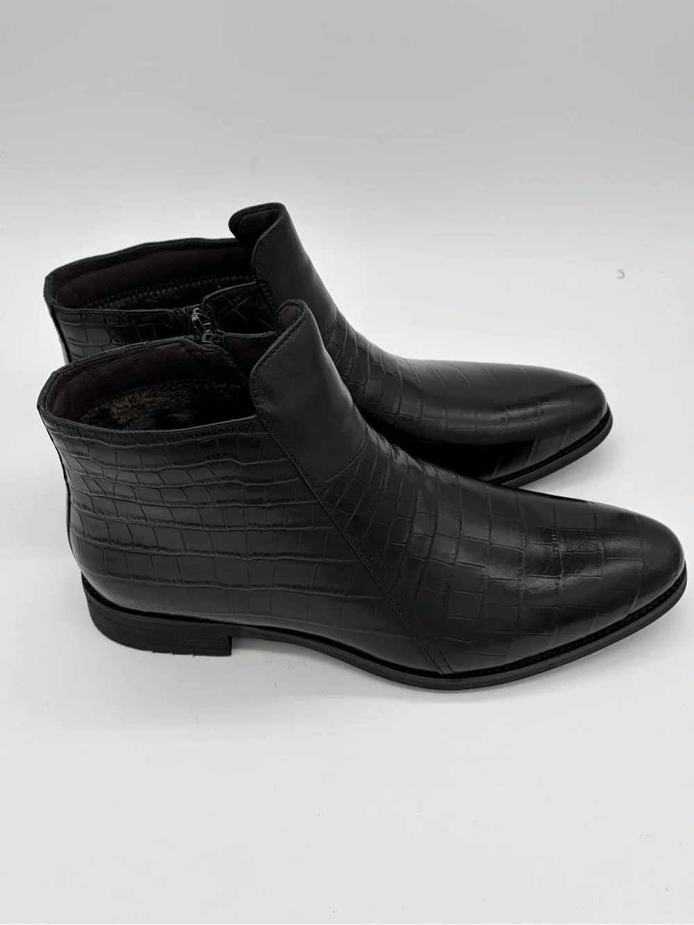 Men's Black Croc-Embossed Faux Leather Chukka Boots